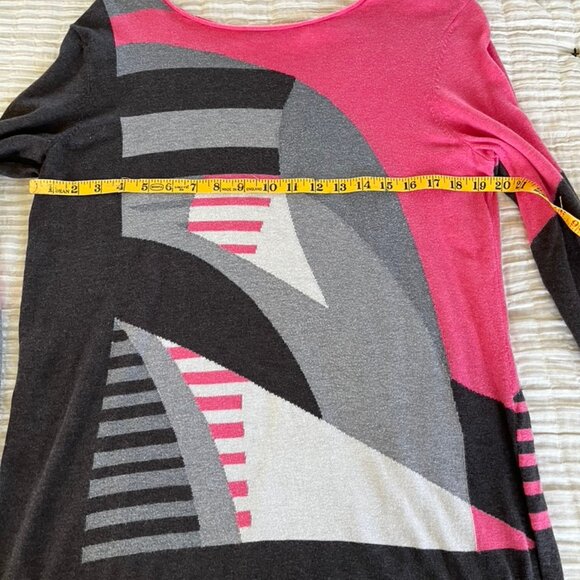 Nic + Zoe Geometric Color Block Tunic Sweater, Lg - Picture 4 of 6